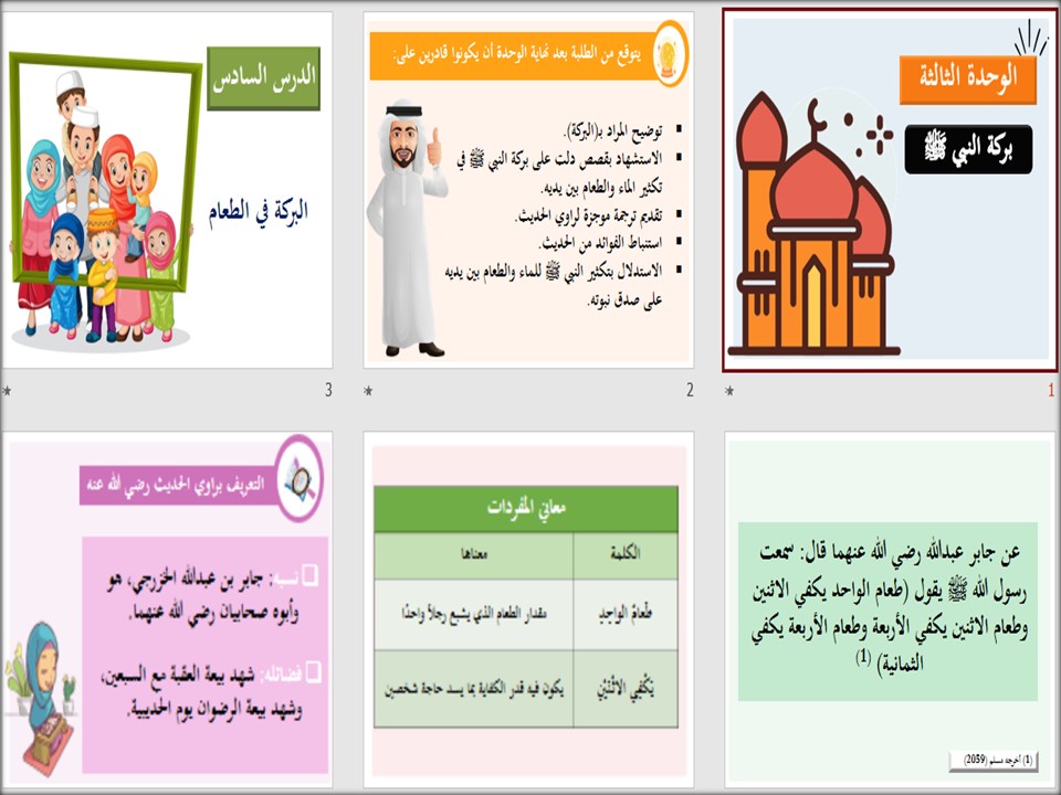 مهارات لمادة دراسات اسلامية للصف السادس الابتدائي الفصل الدراسي الثاني