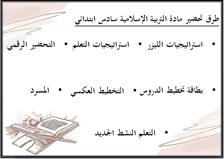 مهارات مادة الدراسات الاسلامية للصف السادس الابتدائي الفصل الدراسي الأول