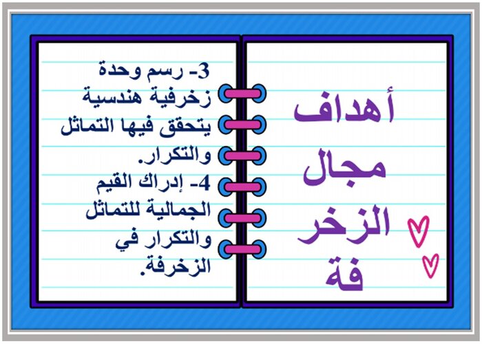 أهداف مجال الزخرفة ؟ مادة التربية الفنية رابع ابتدائي