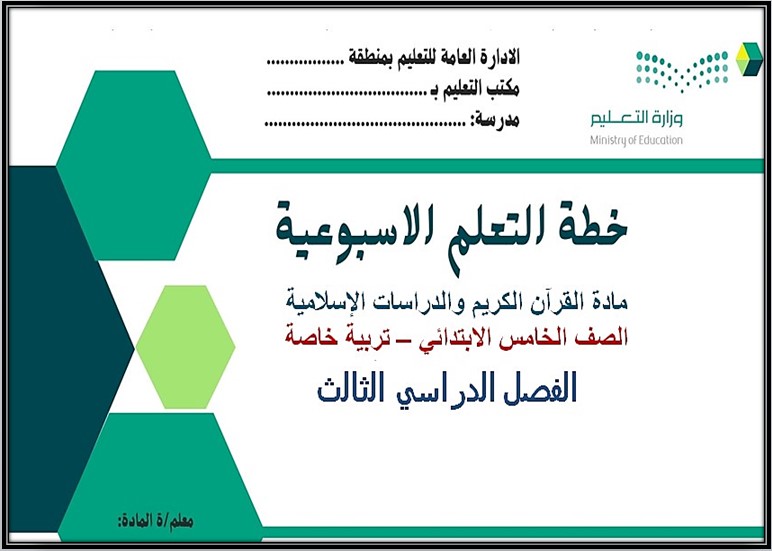 أوراق عمل مادة تربية إسلامية الصف الخامس الابتدائي التربية الفكرية الفصل الدراسي الثالث