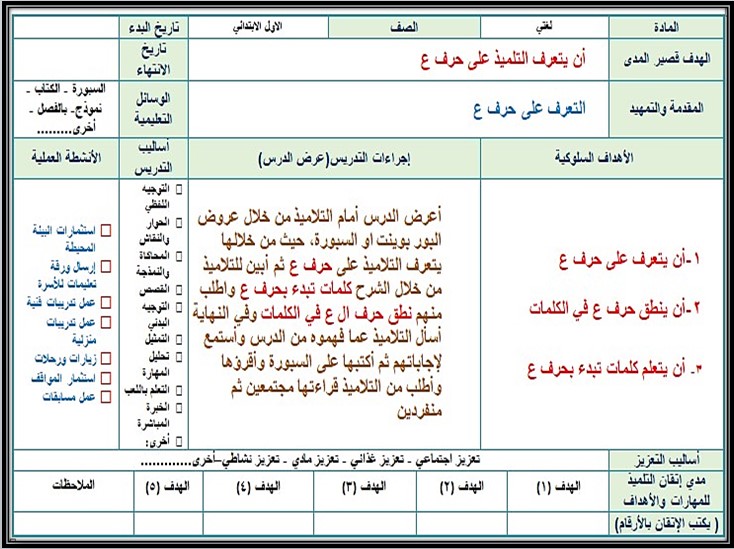 أوراق عمل مادة لغتي الصف الأول الابتدائي التربية الفكرية الفصل الدراسي الثالث