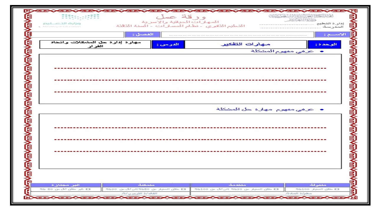 اكتب مرادفات كلمة مشكلة ؟ مادة المهارات الحياتية والتربية الأسرية مسارات