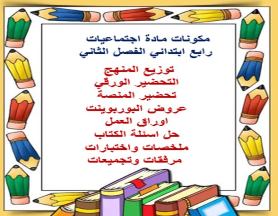 اوراق عمل اجتماعيات رابع ابتدائي الفصل الثاني