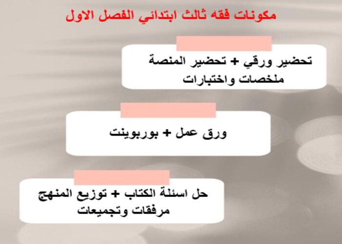 اوراق عمل فقه ثالث ابتدائي الفصل الاول