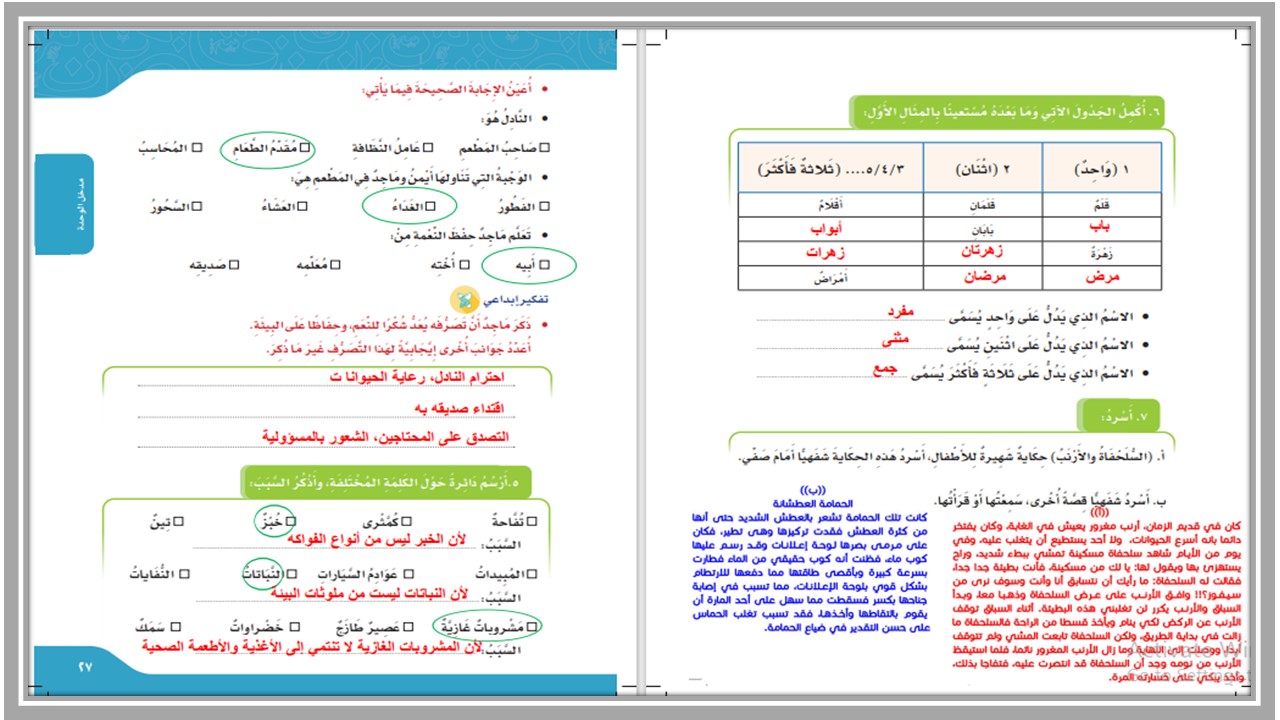 اوراق عمل لغتي رابع ابتدائي الفصل الأول