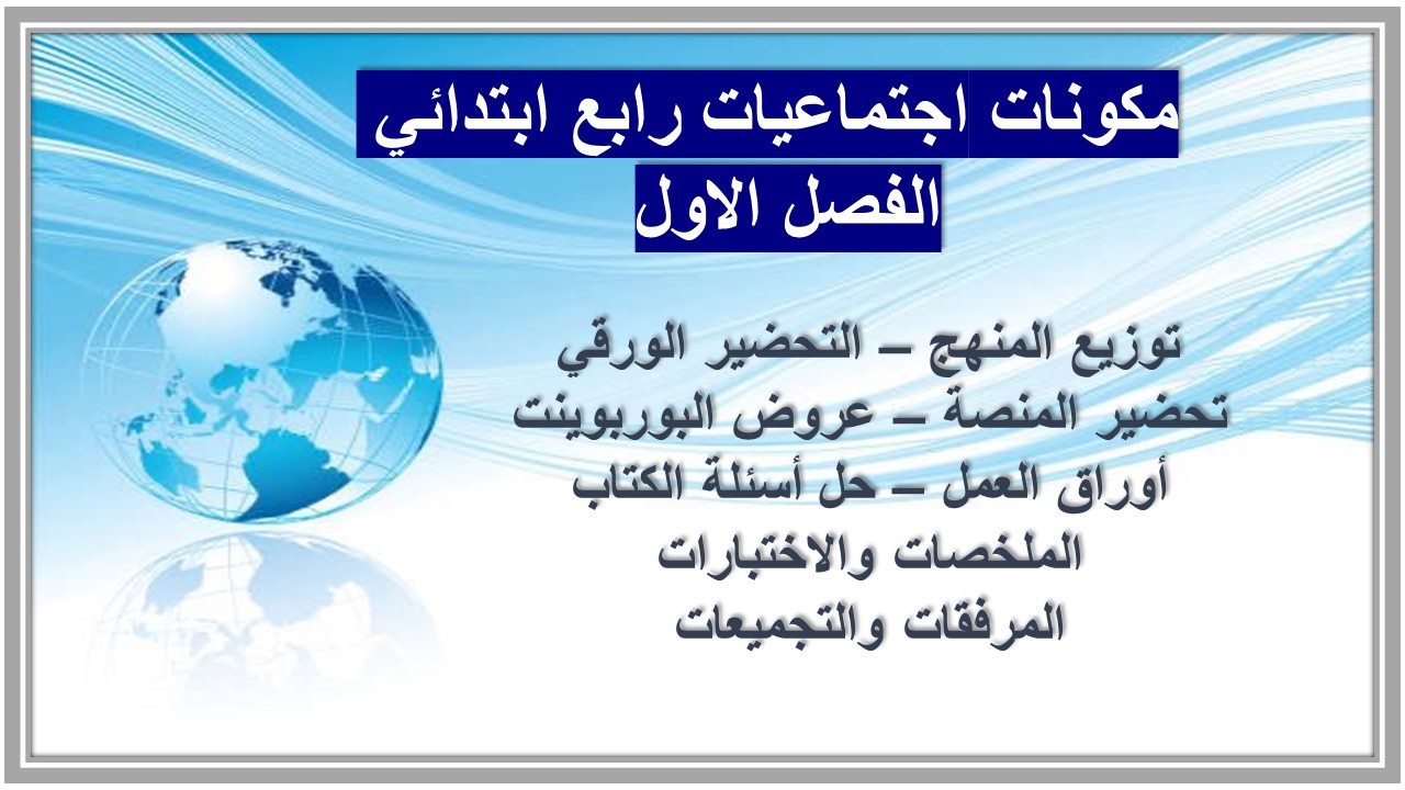 بور بوينت ماده الاجتماعيات للصف الرابع الابتدائي الفصل الدراسي الاول