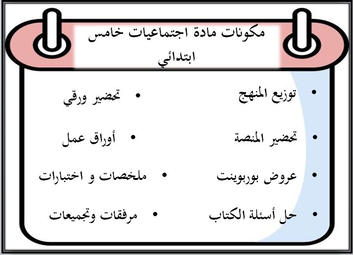 بوربوينت مادة اجتماعيات للصف الخامس الابتدائي الفصل الدراسي الثاني