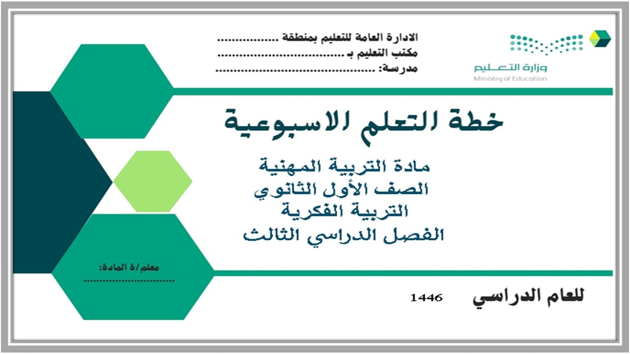 بوربوينت مادة التربية المهنية الصف الأول الثانوي التربية الفكرية الفصل الثالث