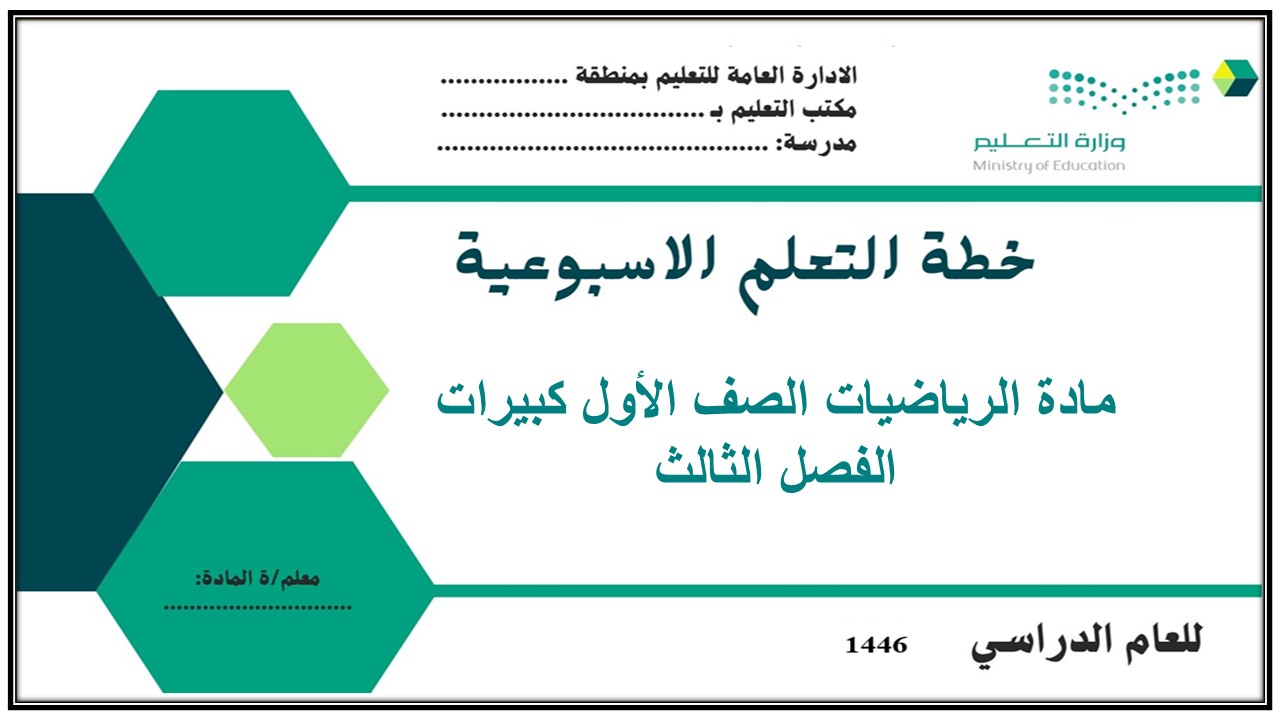 بوربوينت مادة الرياضيات الصف الأول كبيرات الفصل الثالث