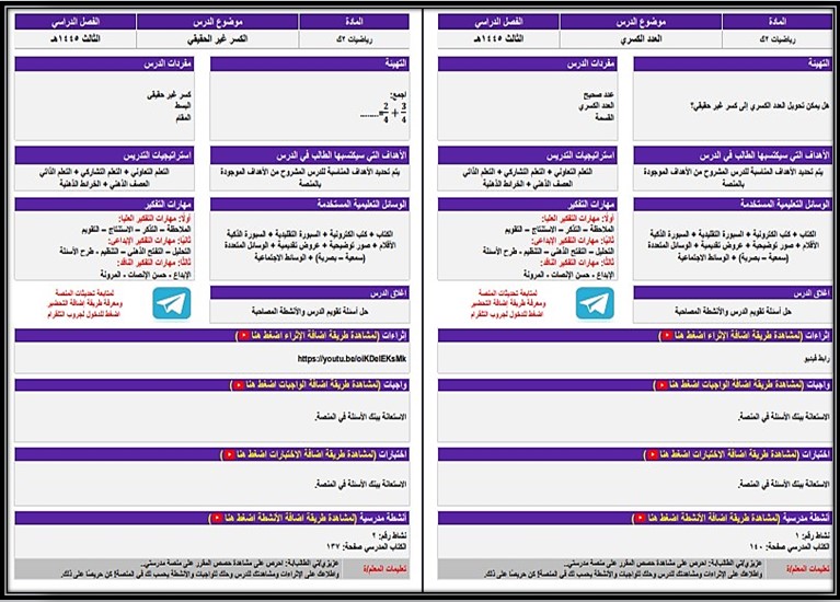بوربوينت مادة الرياضيات الصف الثاني كبيرات الفصل الثالث