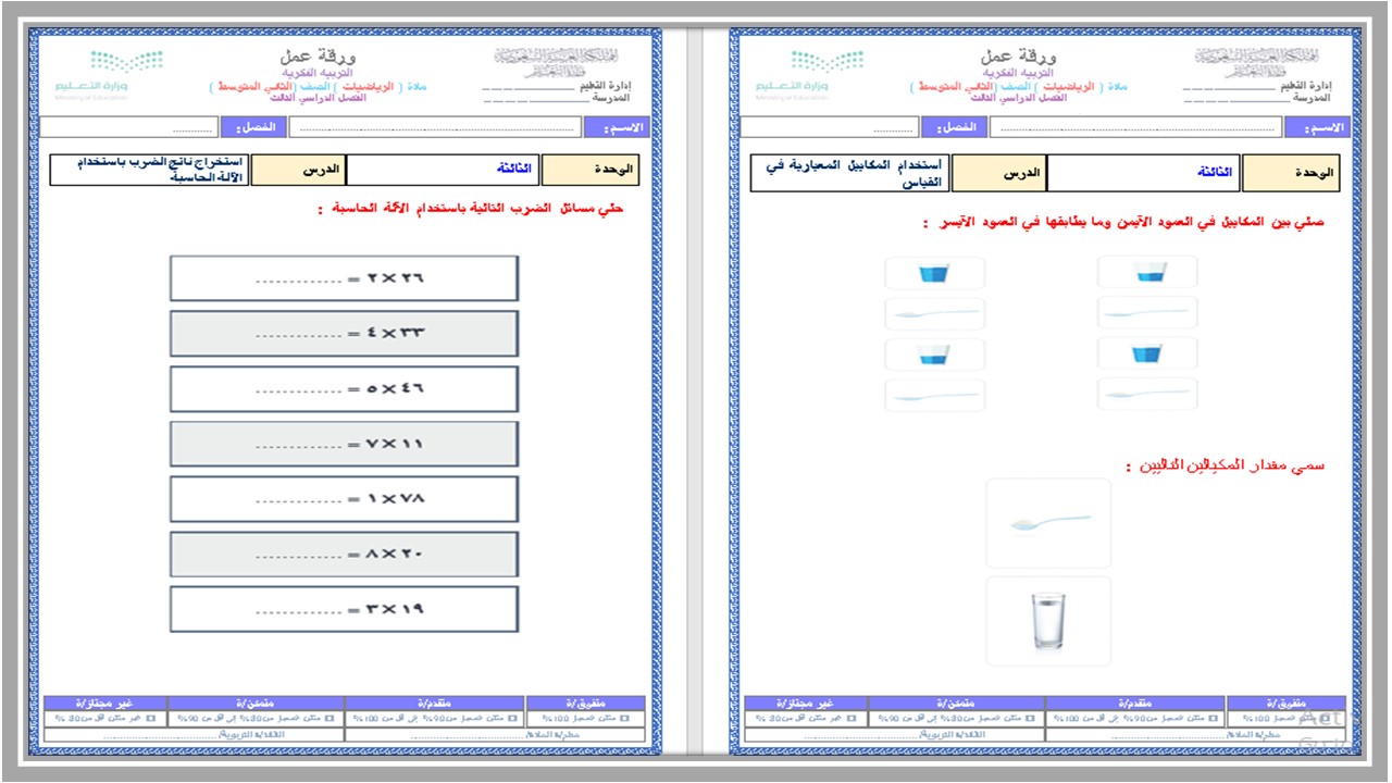 بوربوينت مادة الرياضيات ثاني متوسط التربية الفكرية فصل دراسي الثالث 