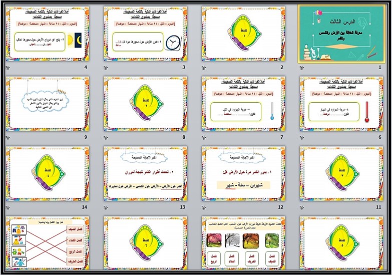 بوربوينت مادة العلوم صف ثالث متوسط التربية الفكرية فصل دراسي الثالث
