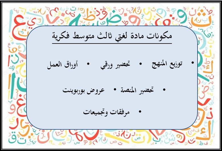 بوربوينت مادة لغتي صف الثالث المتوسط التربية الفكرية فصل دراسي الثالث