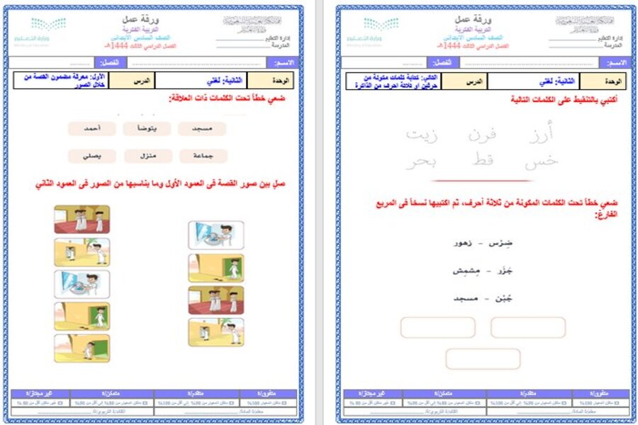 بوربوينت مادة لغتي الصف السادس الابتدائي التربية الفكرية فصل دراسي الثالث