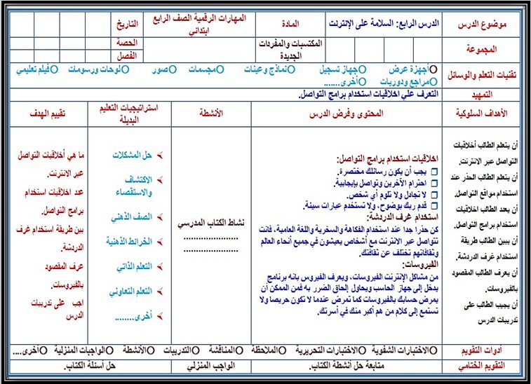 تحضير الحاسب الالي رابع ابتدائي الفصل الثاني