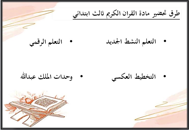 تحضير قرآن ثالث ابتدائي الفصل الاول