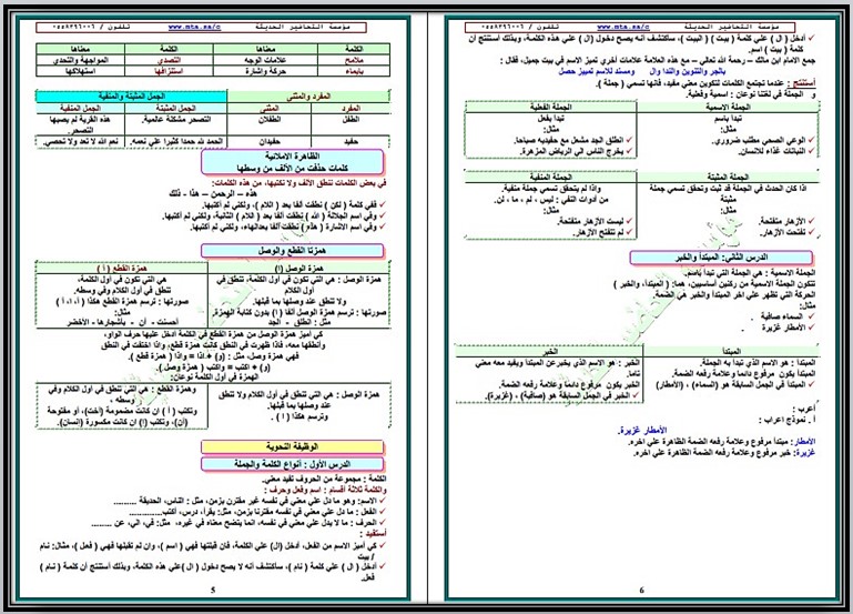 تحضير لغتي الصف الرابع الإبتدائي الفصل الدراسي الاول
