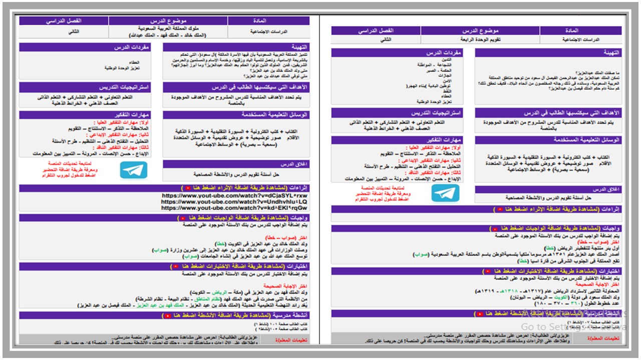تحضير مادة اجتماعيات للصف السادس الابتدائي الفصل الدراسي الثاني
