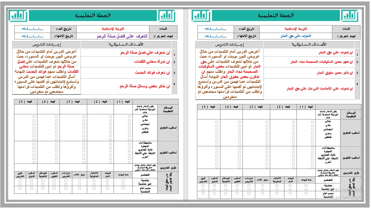 تحضير مادة الإسلامية الصف الثاني المتوسط التربية الفكرية الفصل الدراسي الثالث 