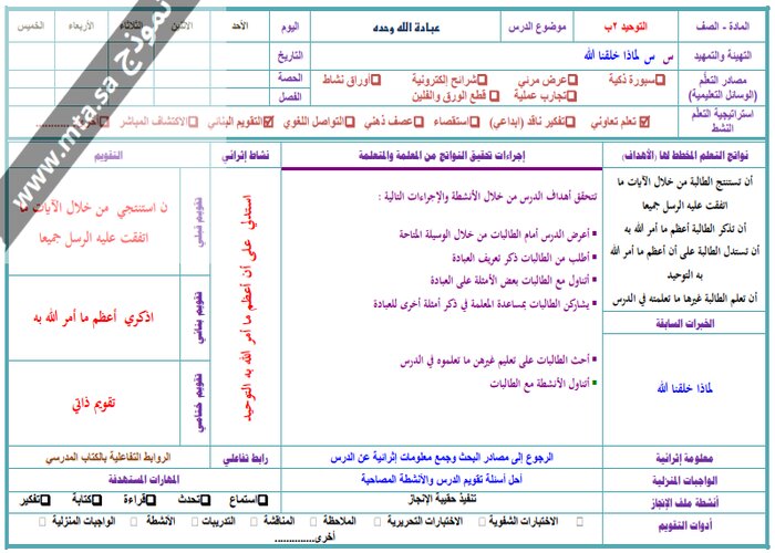 تحضير مادة التوحيد صف ثاني ابتدائي الفصل الدراسي الثاني تحضير مادة التوحيد صف ثاني ابتدائي الفصل الدراسي الثاني