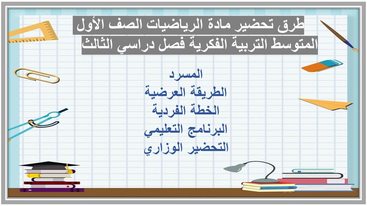 تحضير مادة الرياضيات الصف الأول المتوسط التربية الفكرية فصل دراسي الثالث 