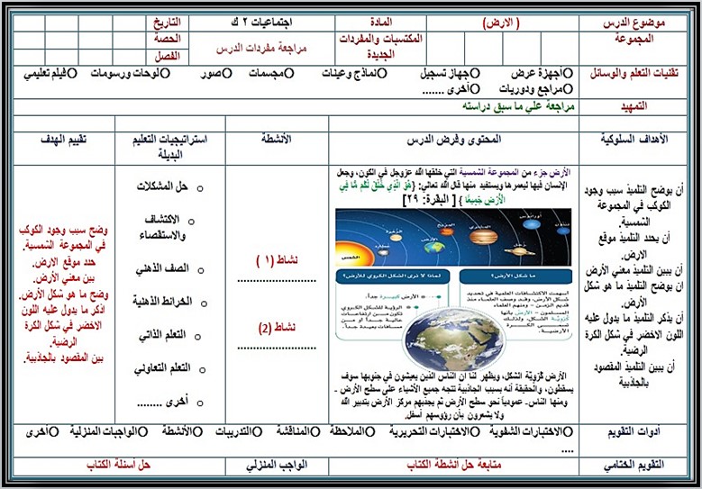 تحضير مادة تربية اجتماعية صف ثاني كبيرات الفصل الثالث