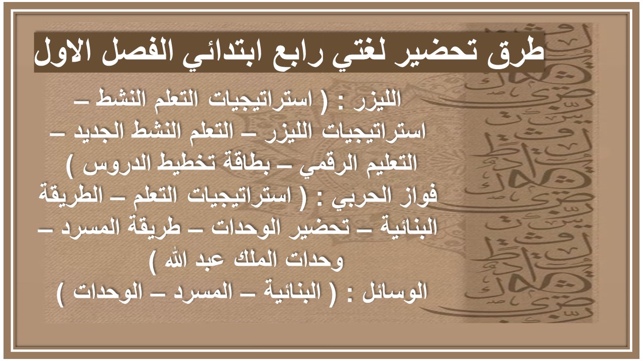 حل اسئلة لغتي رابع ابتدائي الفصل الاول  