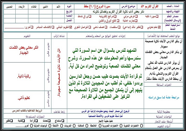 عروض بوربوينت مادة القرآن الكريم الصف الثاني كبيرات الفصل الثالث