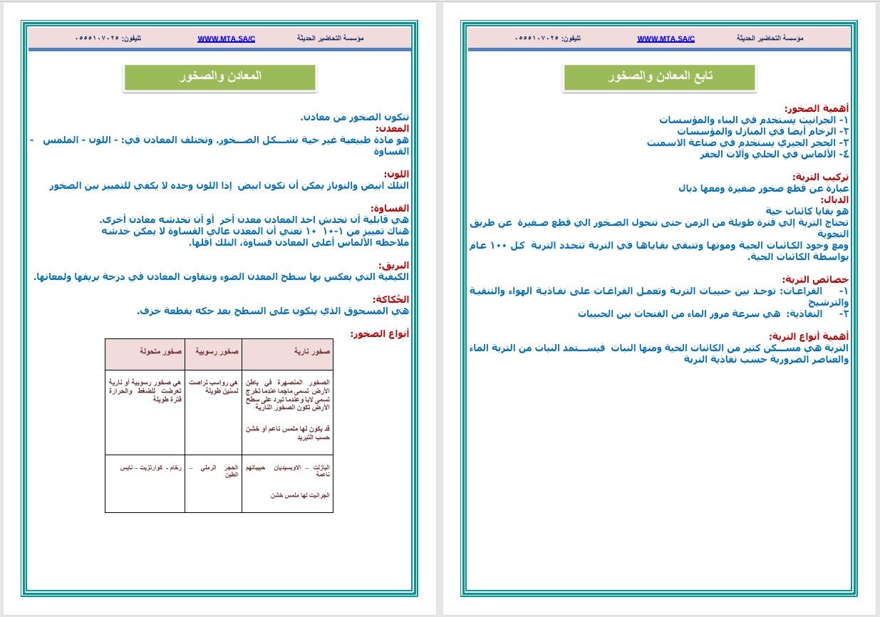 مهارات علوم رابع ابتدائي الفصل الثاني