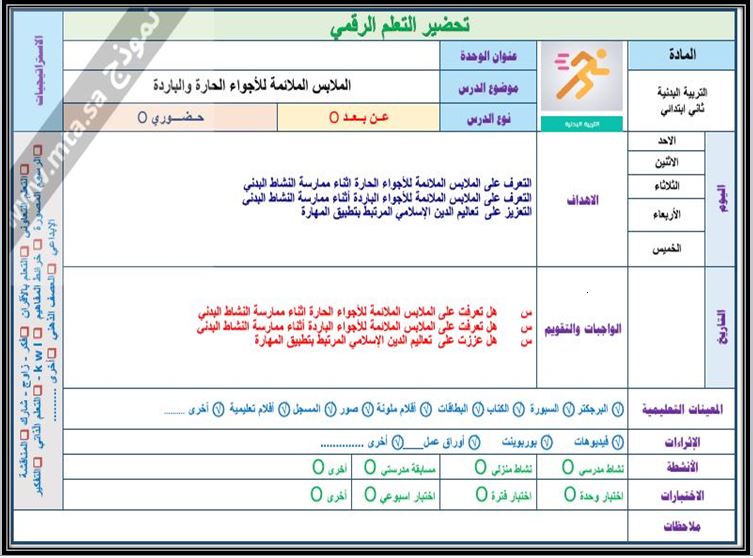 مهارات مادة التربية البدنية صف ثاني ابتدائي الفصل الدراسي الثاني