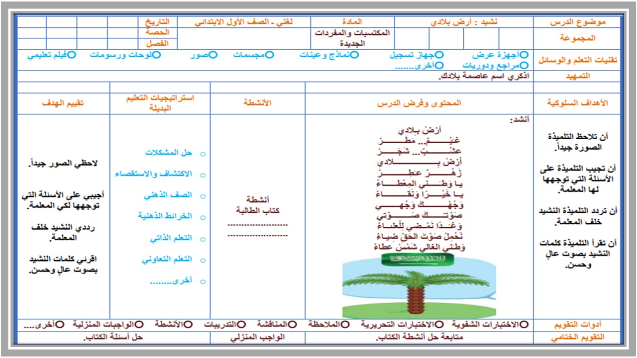 مهارات مادة لغتي صف أول ابتدائي الفصل الدراسي الثاني 