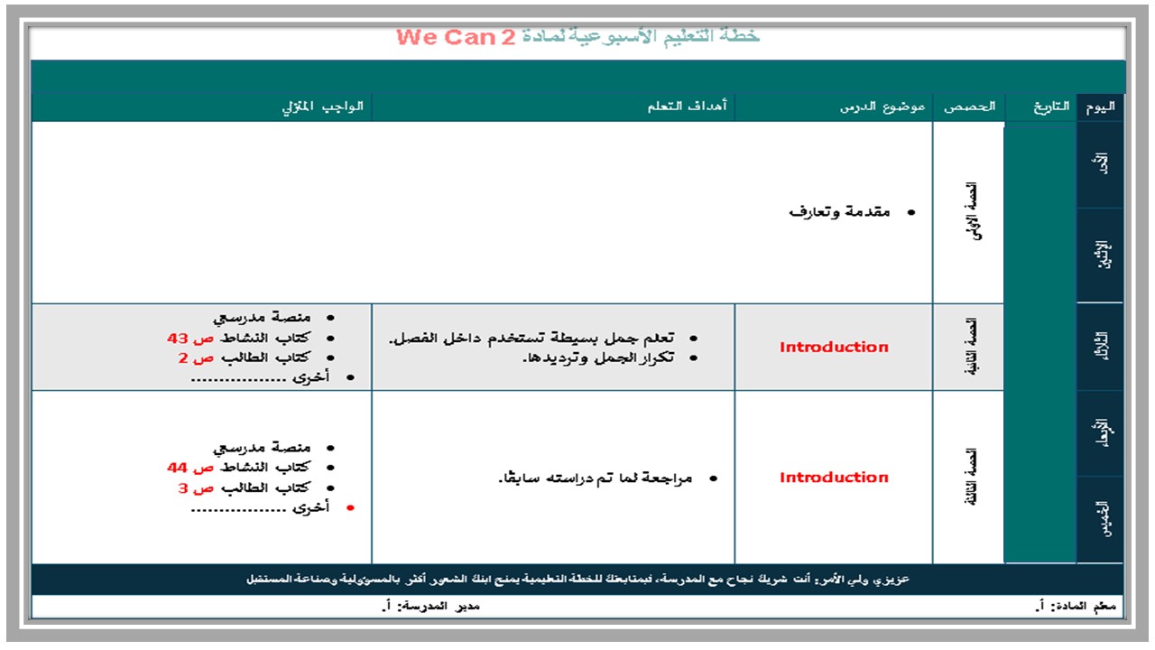 ورق عمل WE CAN ثاني ابتدائي الفصل الأول