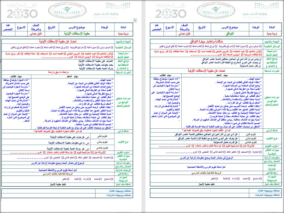 اوراق عمل مادة التربية البدنية والدفاع عن النفس الصف الاول ابتدائي الفصل الدراسي الثاني
