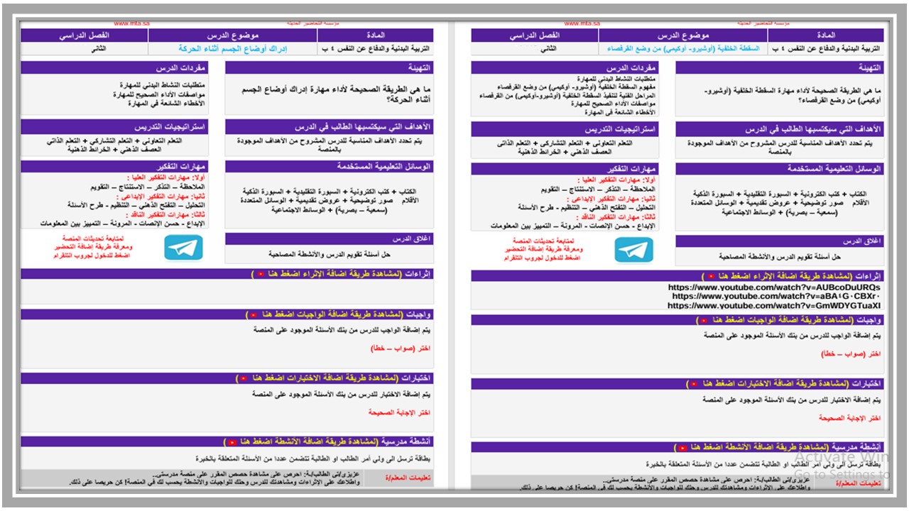 اوراق عمل مادة التربية البدنية والدفاع عن النفس الصف الرابع ابتدائي الفصل الدراسي الثاني