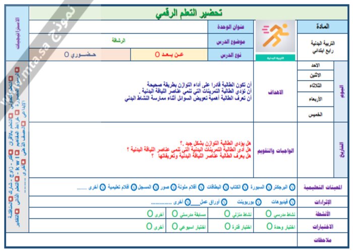 باوربوينت لمادة التربية البدنية والدفاع عن النفس الصف الرابع ابتدائي الفصل الدراسي الثاني