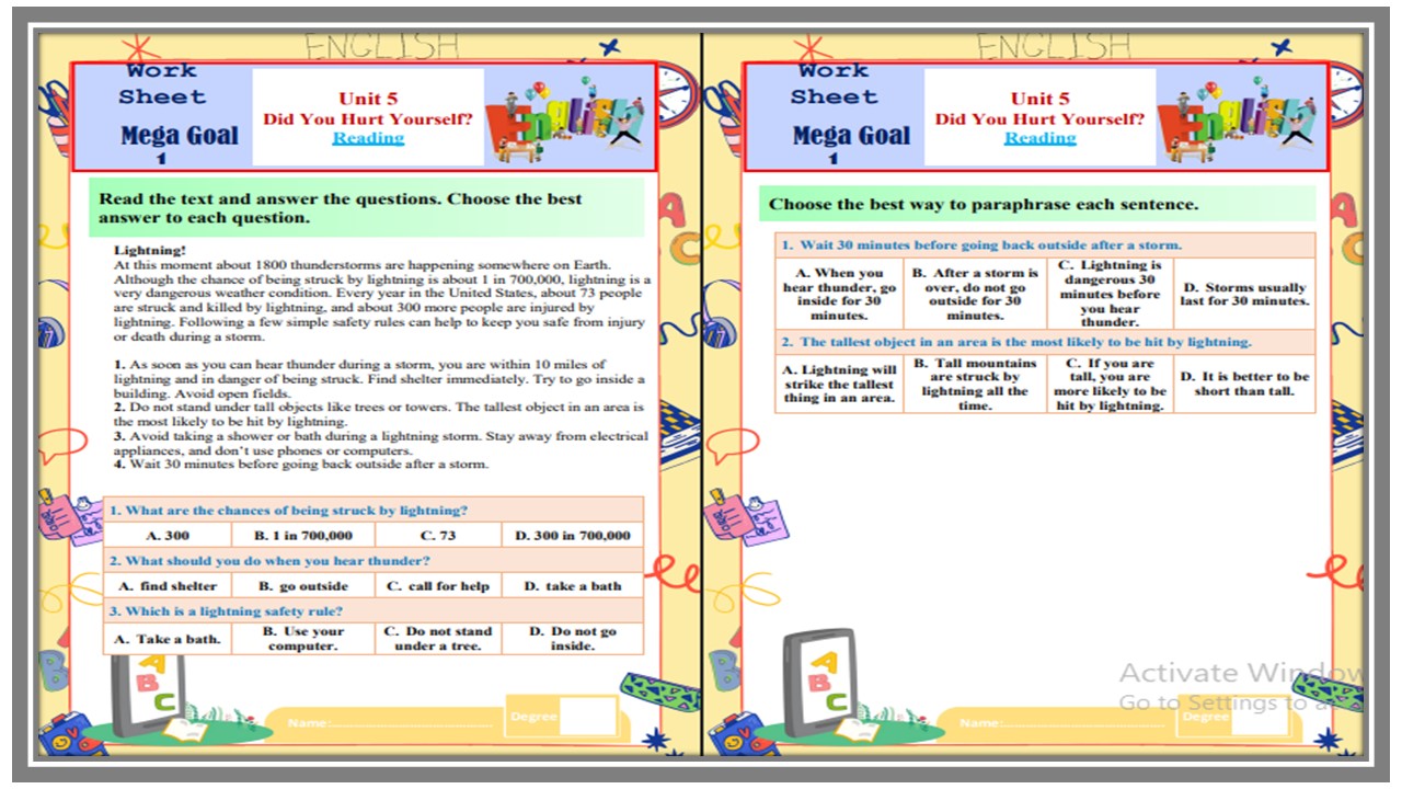 حل كتاب MEGA GOAL 1.2 أول ثانوي ف2