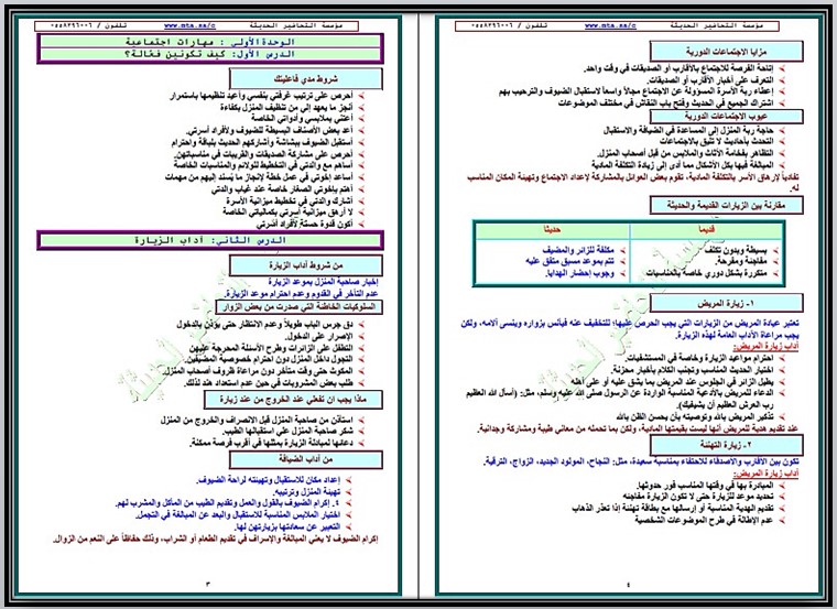 حل كتاب الاسرية ثالث متوسط ف1