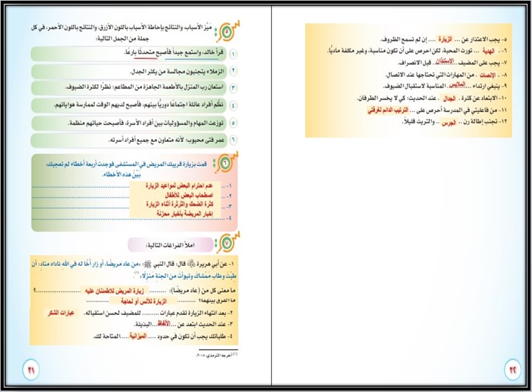 حل كتاب الاسرية ثالث متوسط ف1