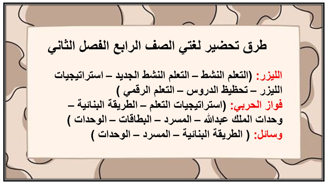 حل كتاب لغتي الصف الرابع الفصل الثاني