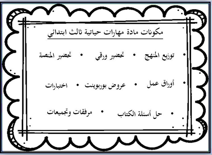 حل كتاب مادة التربية الاسرية للصف الثالث الابتدائي