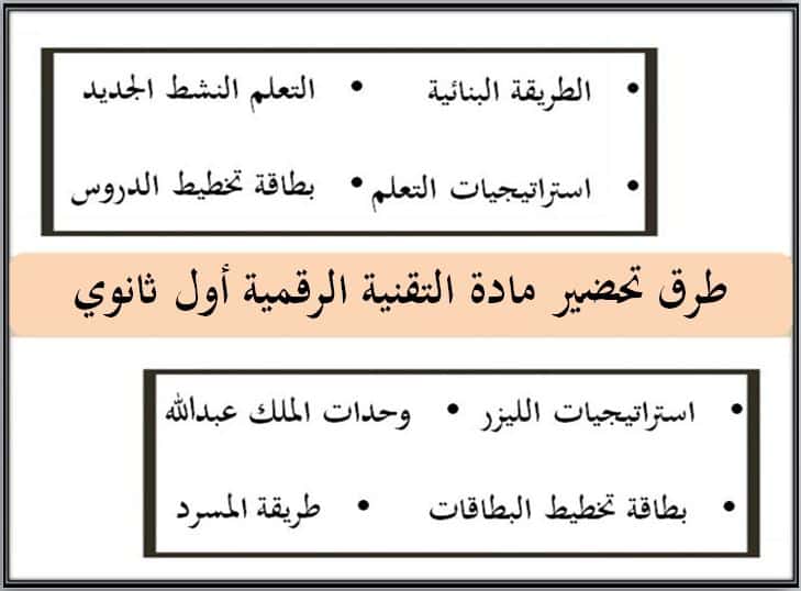 طرق تحضير مادة التقنية الرقمية أول ثانوي مسارات