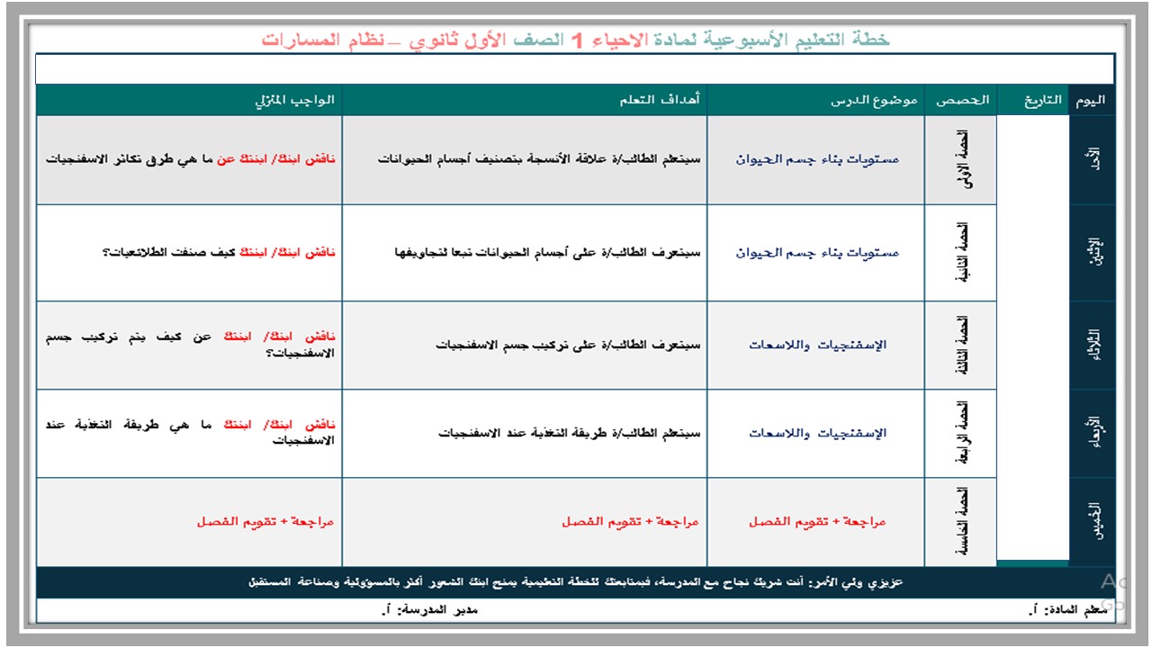 كتاب الاحياء اول ثانوي