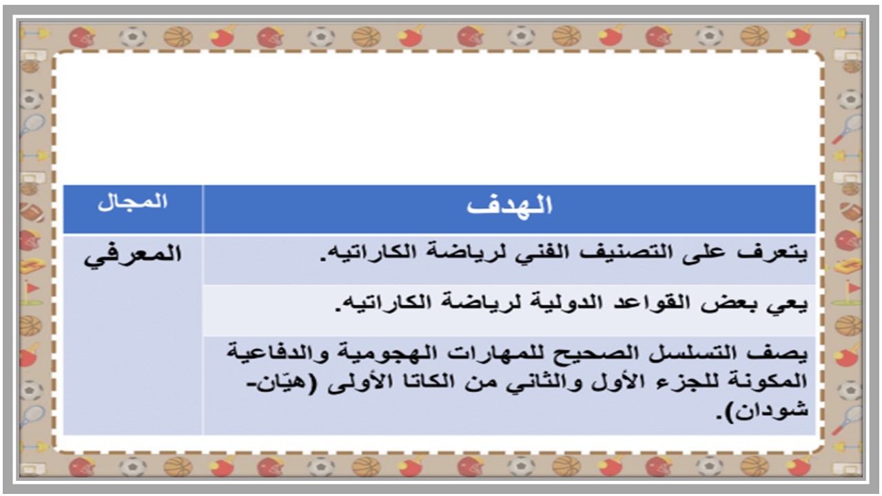 مهارات مادة التربية البدنية والدفاع عن النفس الصف الاول المتوسط الفصل الدراسي الاول 