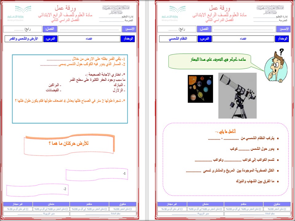 بوربوينت مادة العلوم الصف الرابع الابتدائي الفصل الدراسي الثاني