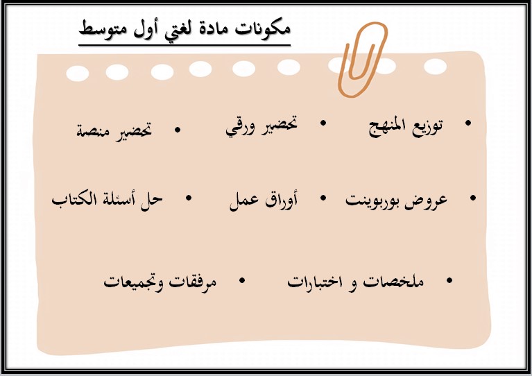 بوربوينت مادة لغتي للصف الأول متوسط الفصل الدراسي الثاني