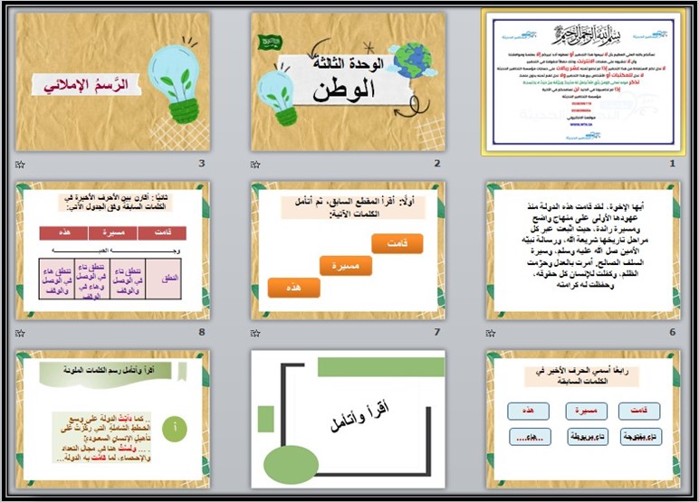بوربوينت مادة لغتي للصف الأول متوسط الفصل الدراسي الثاني