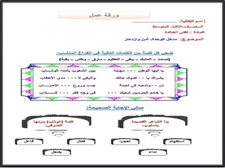 بوربوينت مادة لغتي للصف الثالث متوسط الفصل الدراسي الثاني بوربوينت مادة لغتي للصف الثالث متوسط الفصل الدراسي الثاني