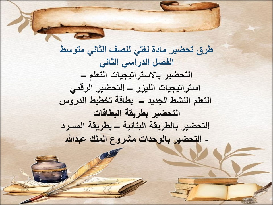 بوربوينت مادة لغتي للصف الثاني متوسط الفصل الدراسي الثاني