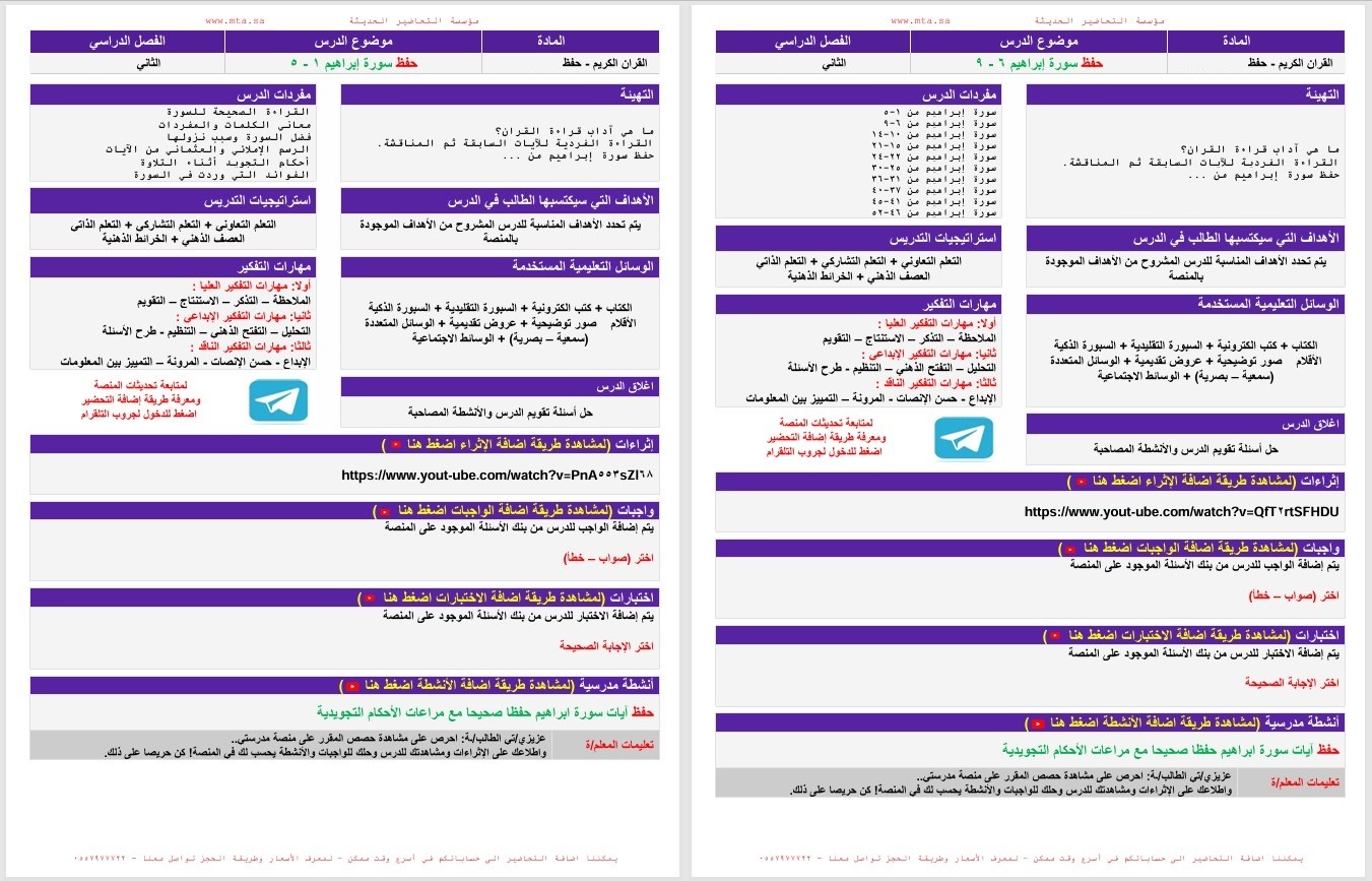 بوربوينت القرآن الكريم تحفيظ الأول المتوسط الفصل الثانى