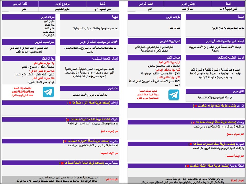 تحضير مادة لغتي الصف الثاني الابتدائي فصل دراسي ثاني